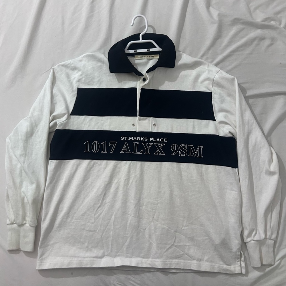 1017 ALYX 9SM Men's White and Black Polo Shirt
